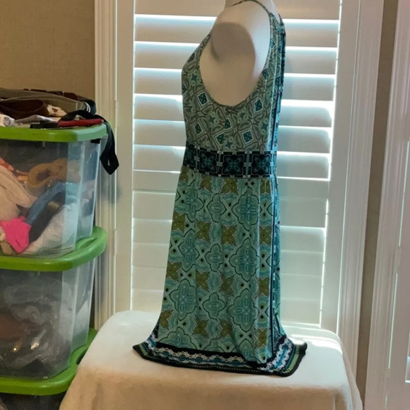 Maggy London Blue Green Sundress Sleeveless Midi - Picture 9 of 11